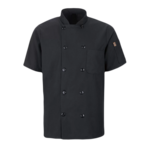 RED KAP® CHEF DESIGNS® SHORT SLEEVE CHEF COAT WITH OILBLOK + MIMIX™